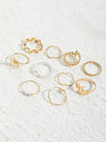 Buy Shein 10pcs Faux Pearl Decor Ring in Pakistan