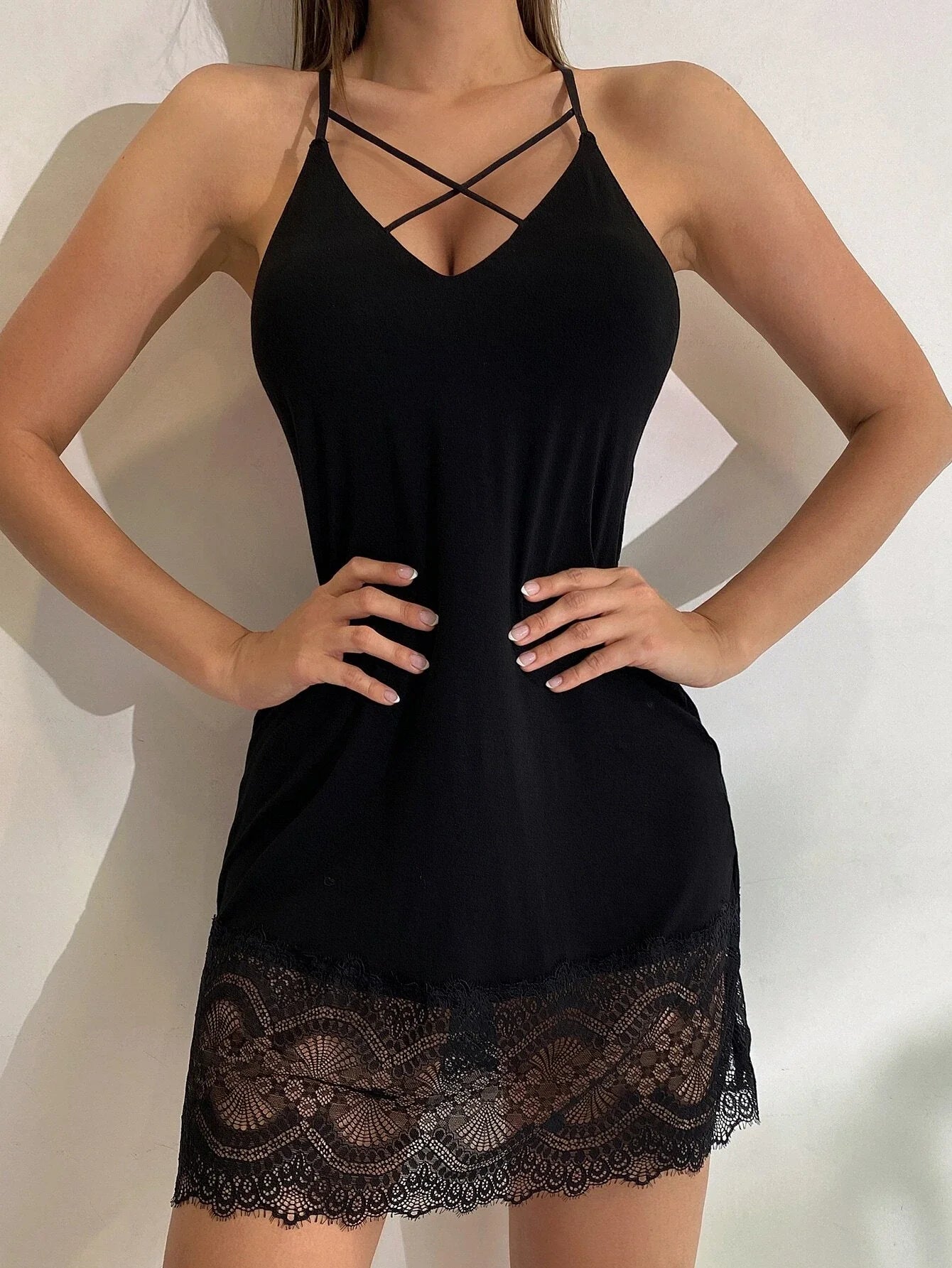 Buy SHEIN Contrast Lace Slips With Thong in Pakistan