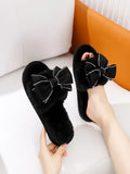 Buy SHEIN Bow Decor Fluffy Bedroom Slippers in Pakistan