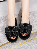 Buy SHEIN Bow Decor Fluffy Bedroom Slippers in Pakistan