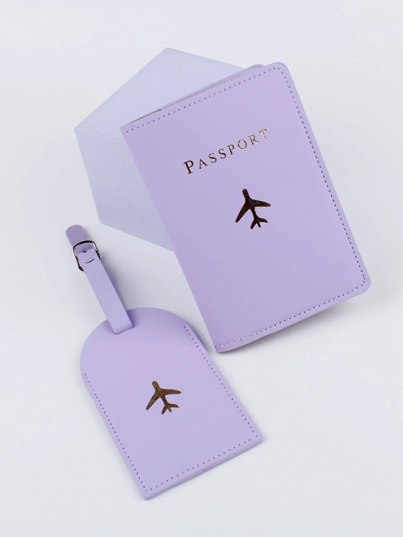 Buy Shein Plane & Letter Graphic Passport Case With Luggage Tag in Pakistan