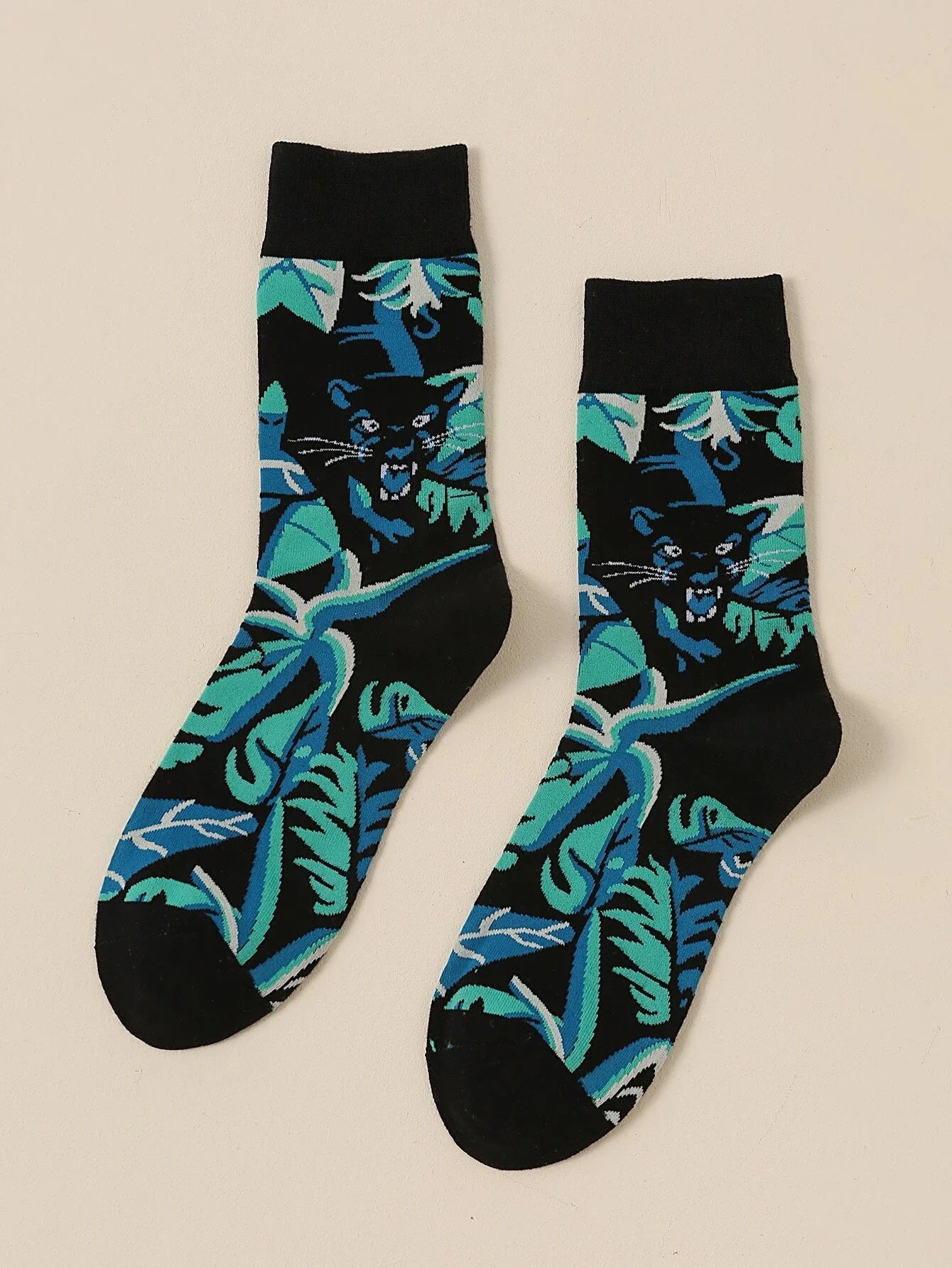 Buy Shein Plant & Leopard Print Crew Socks in Pakistan