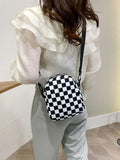 Buy SHEIN Mini Two Tone Checkered Pattern Square Bag in Pakistan