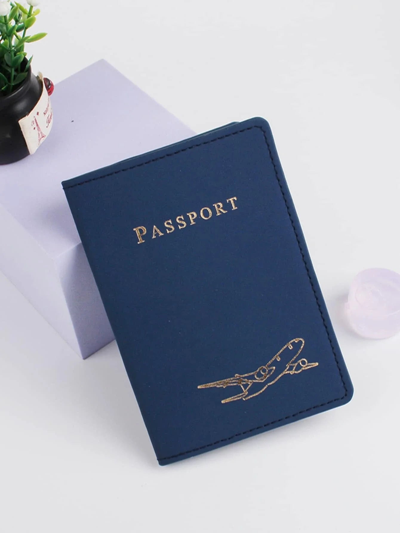 Buy SHEIN Metallic Airplane & Letter Graphic Passport Case in Pakistan