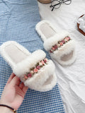 Buy SHEIN Flower Decor Fluffy Bedroom Slippers in Pakistan