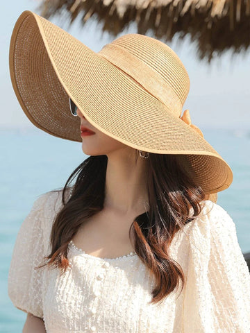 Buy SHEIN Bow Decor Summer Beach Straw Hat in Pakistan