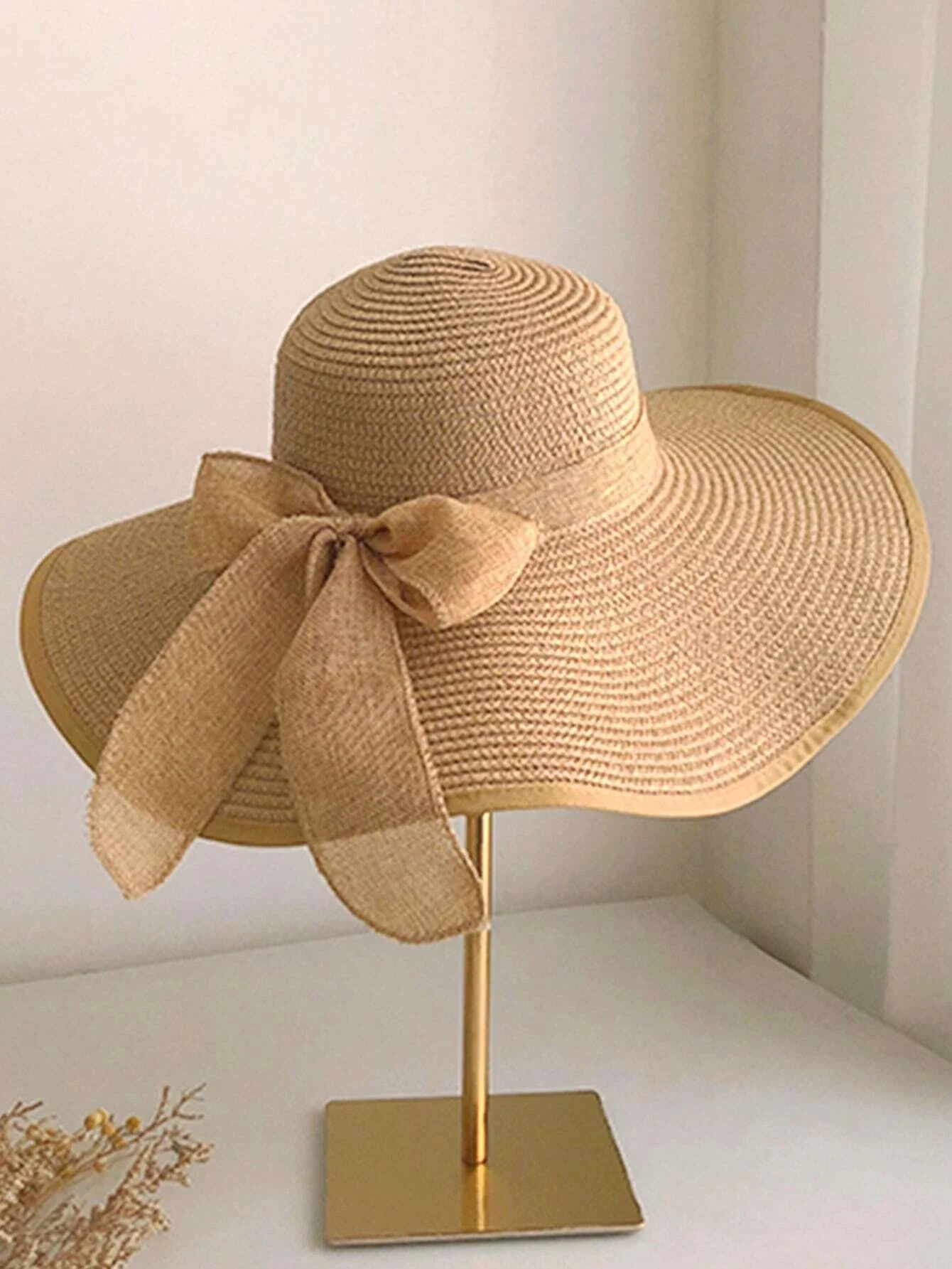 Buy SHEIN Bow Decor Summer Beach Straw Hat in Pakistan