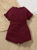 Buy SHEIN Baby Frill Trim Belted Romper in Pakistan