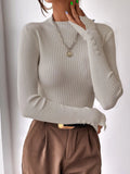 Buy SHEIN Split Cuff Ribbed Knit Sweater in Pakistan