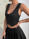 Buy SHEIN Qutie Pinstriped Single Breasted Crop Waistcoat Without Shirt in Pakistan