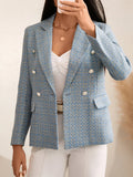 Buy SHEIN Plaid Print Double Breasted Blazer in Pakistan