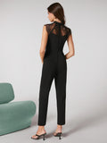 Buy SHEIN BIZwear Zip Back Contrast Lace Sleeveless Jumpsuit in Pakistan