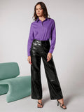 Buy Shein Zipper Fly Palazzo PU Pants in Pakistan