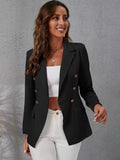 Buy Shein Lapel Collar Double Breasted Flap Detail Blazer in Pakistan