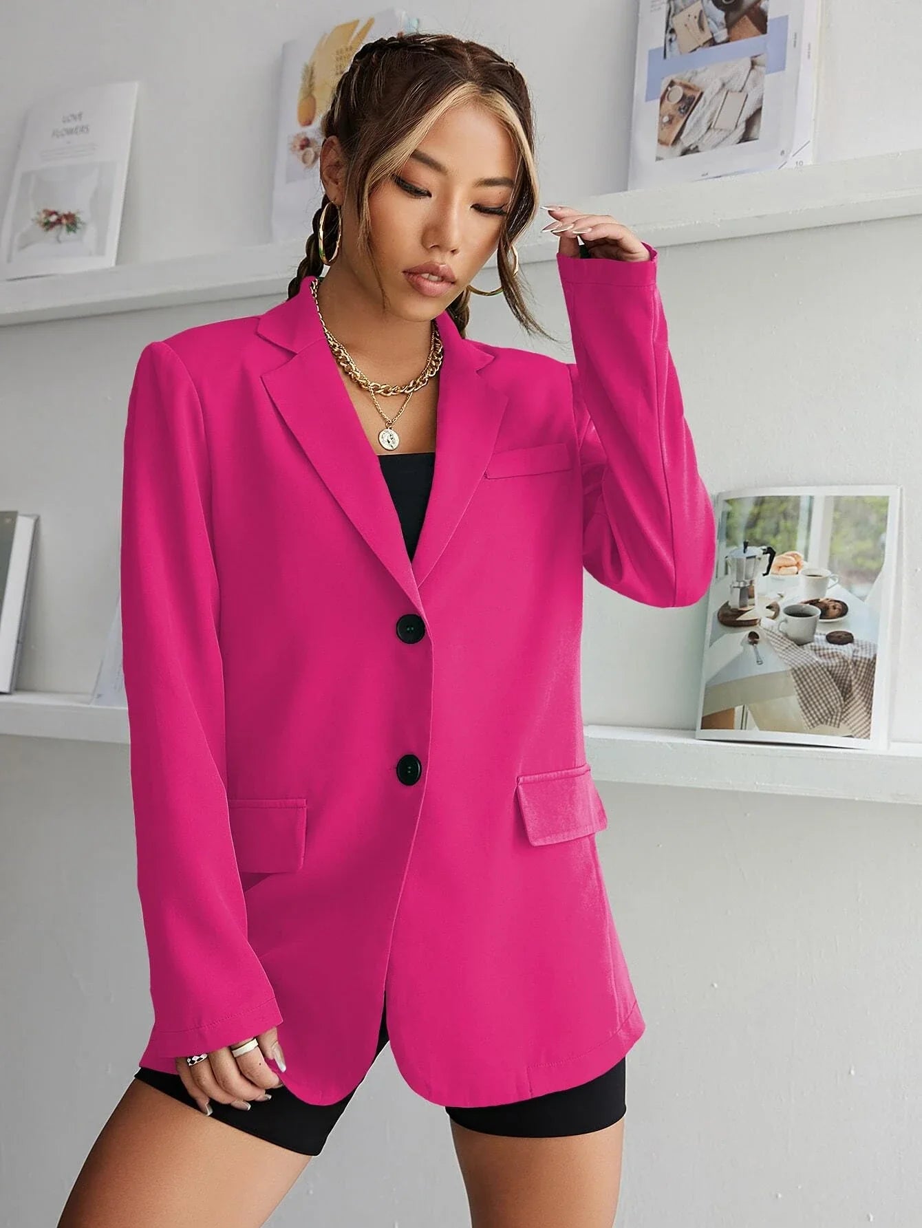 Buy SHEIN 1pc Lapel Collar Single Breasted Blazer in Pakistan