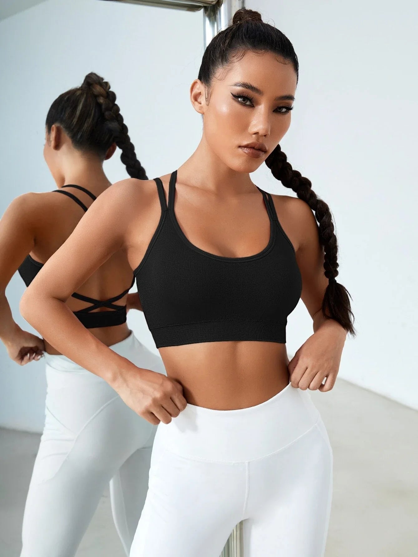 Buy SHEIN Light Support Criss Cross Backless Sports Bra in Pakistan