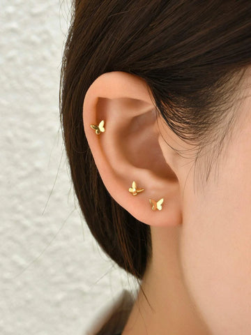 Buy Shein 3pairs Butterfly Stud Earrings in Pakistan