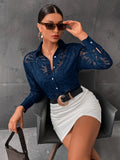 Buy SHEIN Button Front Sheer Shirt Without Bra in Pakistan