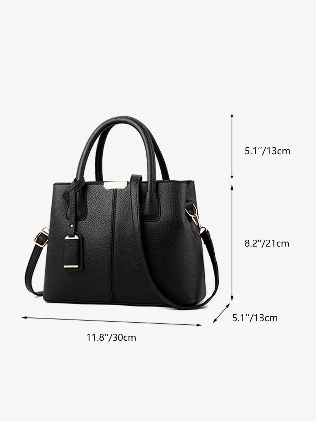 Buy SHEIN Simple Artificial Leather Handbag, Women's Elegant Crossbody Bag With Zipper Stylish, Litchi Embossed Top Handle Bag With Bag Charm in Pakistan