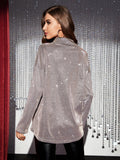 Buy SHEIN BAE Drop Shoulder Glitter Shirt in Pakistan