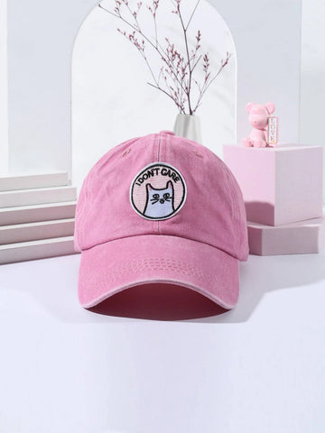 Buy Shein Cartoon Cat & Slogan Embroidered Baseball Cap in Pakistan