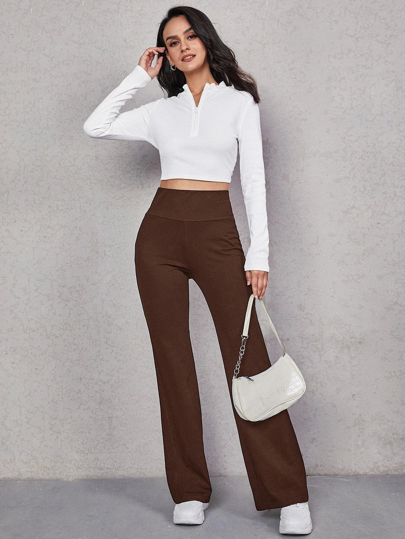 Buy SHEIN Unity Wide Waistband Flare Leg Pants in Pakistan