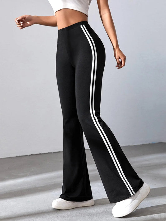 Buy SHEIN EZwear Striped Tape Flare Leg Pants in Pakistan