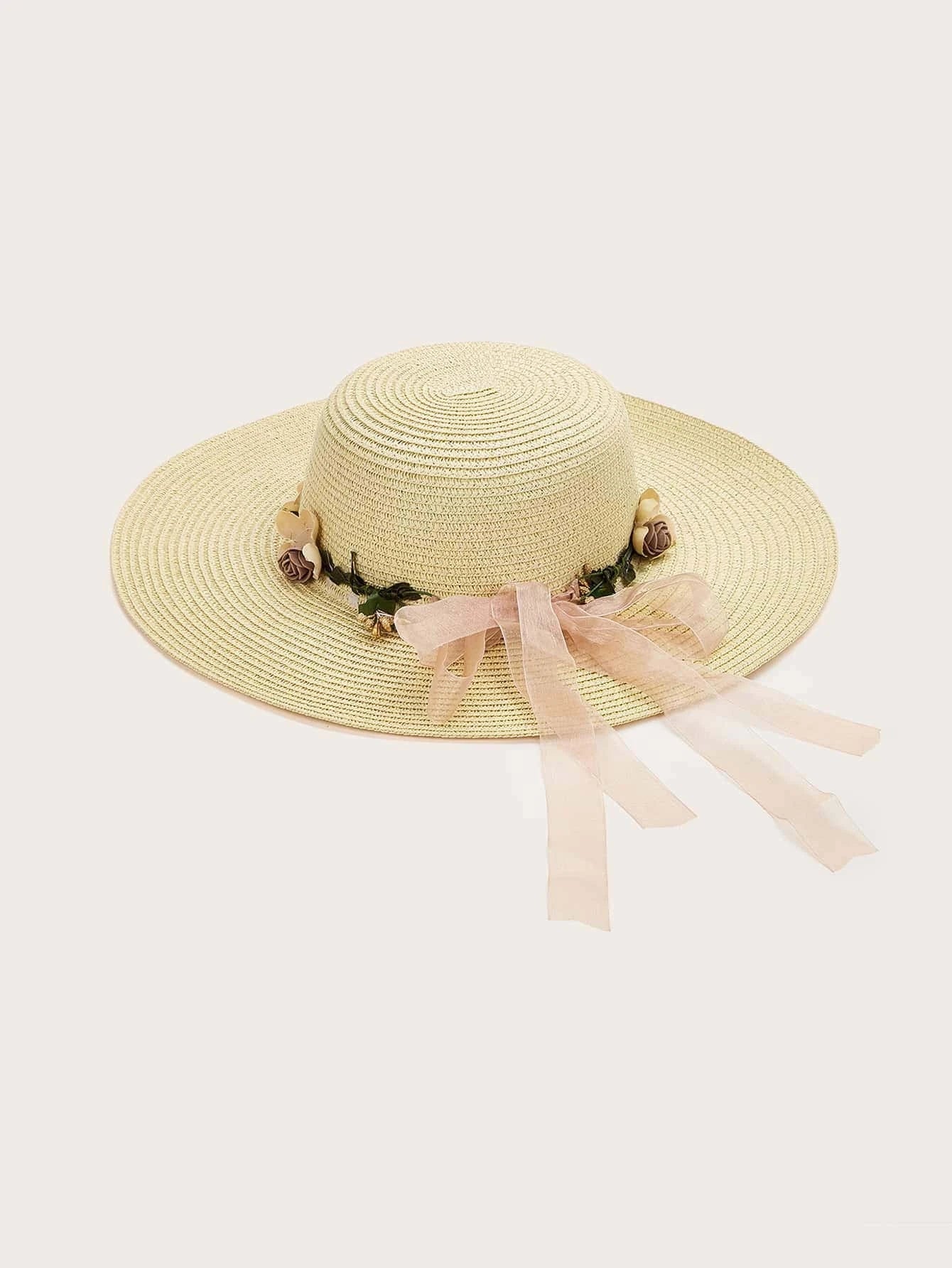 Buy SHEIN Summer Flower Decor Straw Hat in Pakistan