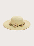 Buy SHEIN Summer Flower Decor Straw Hat in Pakistan