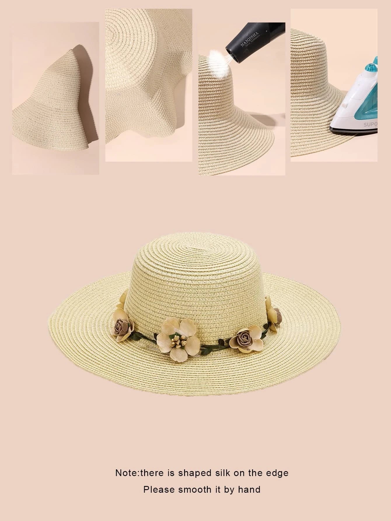 Buy SHEIN Summer Flower Decor Straw Hat in Pakistan