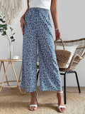 Buy SHEIN VCAY Ditsy Floral Print Tie Front Wide Leg Pants in Pakistan