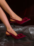 Buy SHEIN Bow Decor Point Toe Slingback Pumps in Pakistan