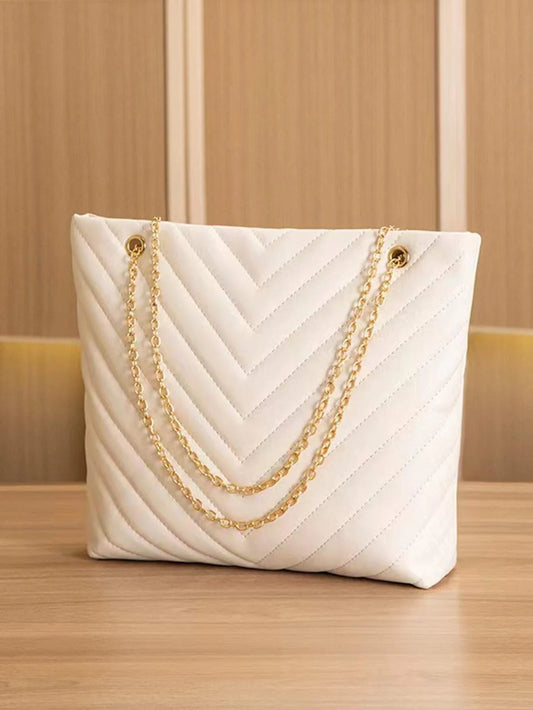 Buy SHEIN Chevron Quilted Chain Shoulder Tote Bag in Pakistan