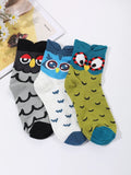 Buy Shein 3pairs Owl Pattern Crew Socks in Pakistan