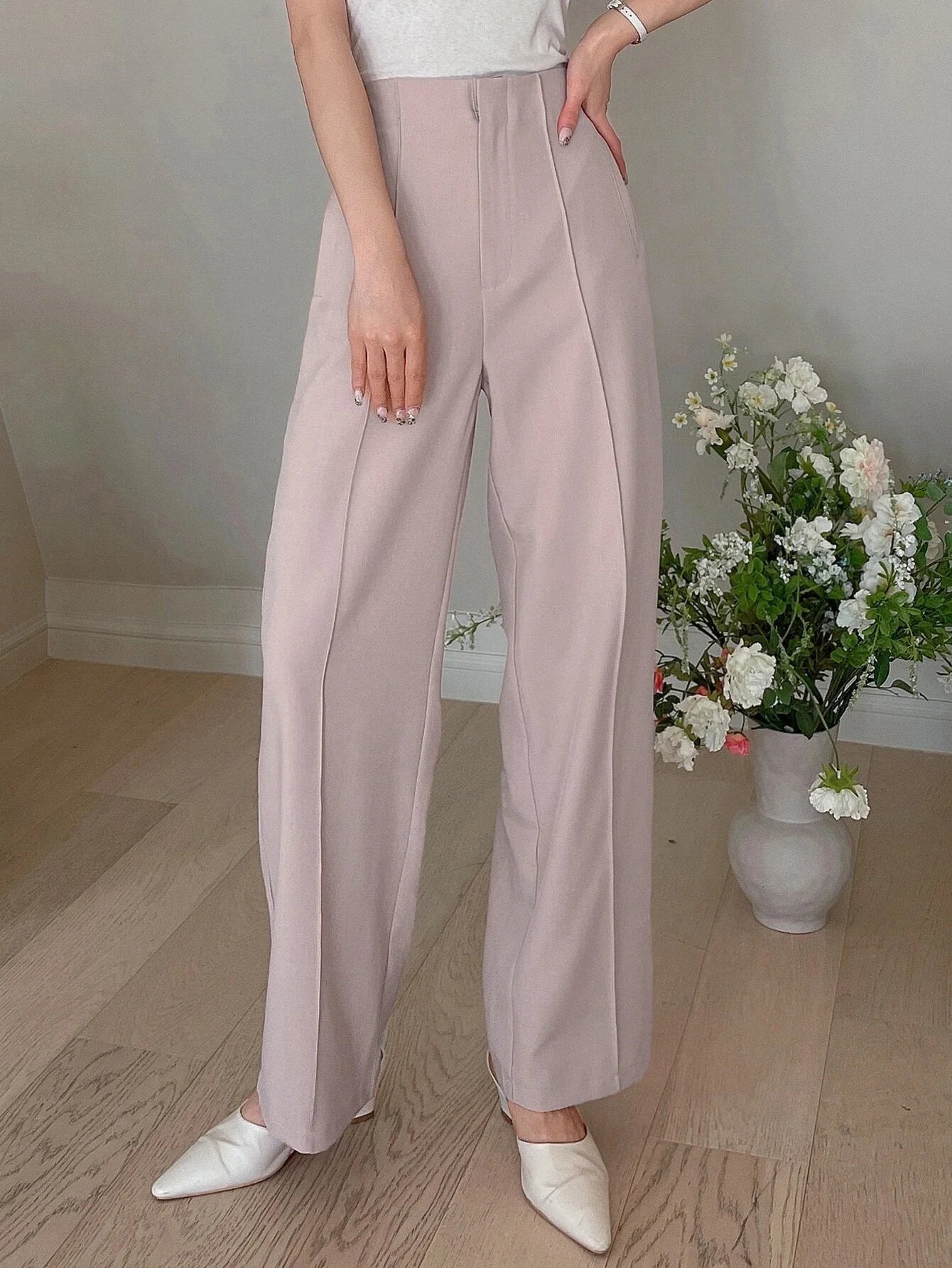 Buy SHEIN DAZY High Waist Straight Leg Suit Pants in Pakistan