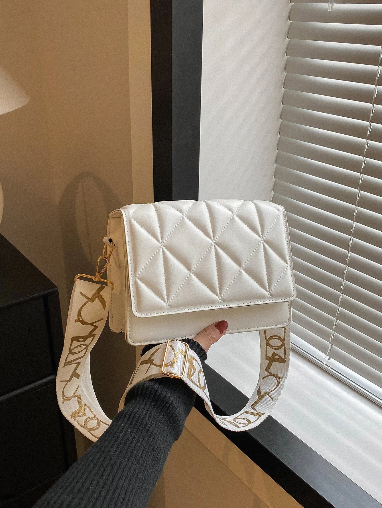 Buy SHEIN Mini Square Bag Fashionable White Quilted Flap PU For Office in Pakistan