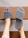 Buy SHEIN Women Lightweight Single Band Home Slippers, Minimalist Grey Fuzzy Bedroom Slippers For Indoor in Pakistan