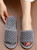 Buy SHEIN Women Lightweight Single Band Home Slippers, Minimalist Grey Fuzzy Bedroom Slippers For Indoor in Pakistan