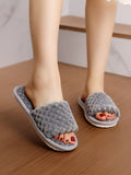 Buy SHEIN Women Lightweight Single Band Home Slippers, Minimalist Grey Fuzzy Bedroom Slippers For Indoor in Pakistan