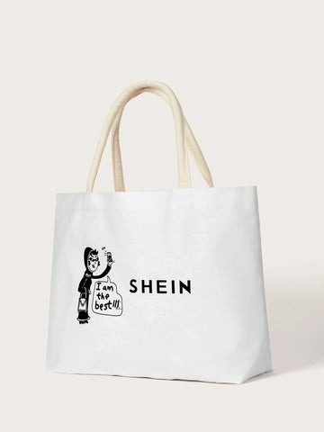 Buy SHEIN Slogan & Figure Graphic Tote Bag in Pakistan