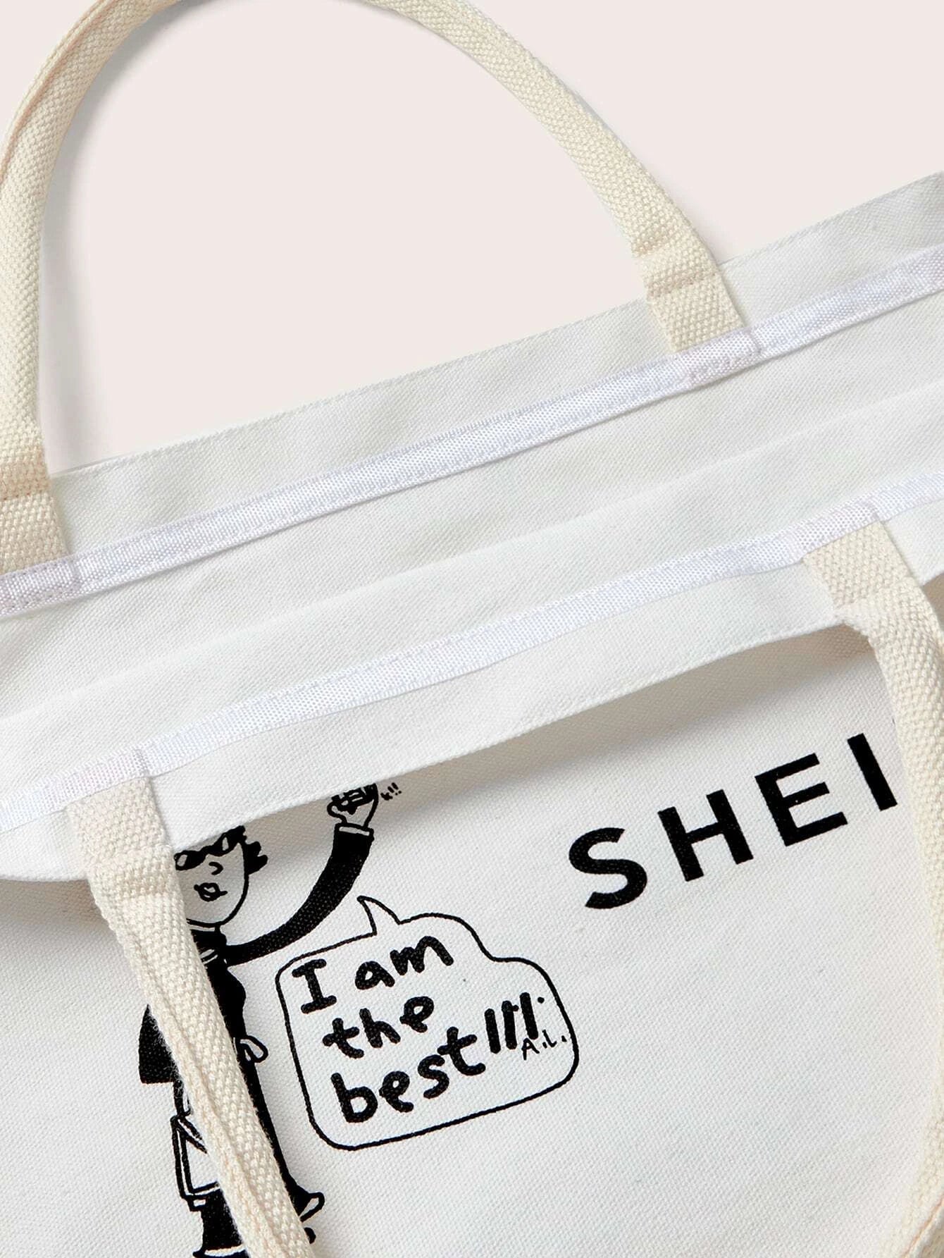 Buy SHEIN Slogan & Figure Graphic Tote Bag in Pakistan