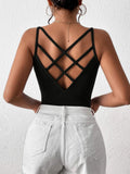 Buy SHEIN Privé Solid Criss Cross Back Cami Top in Pakistan