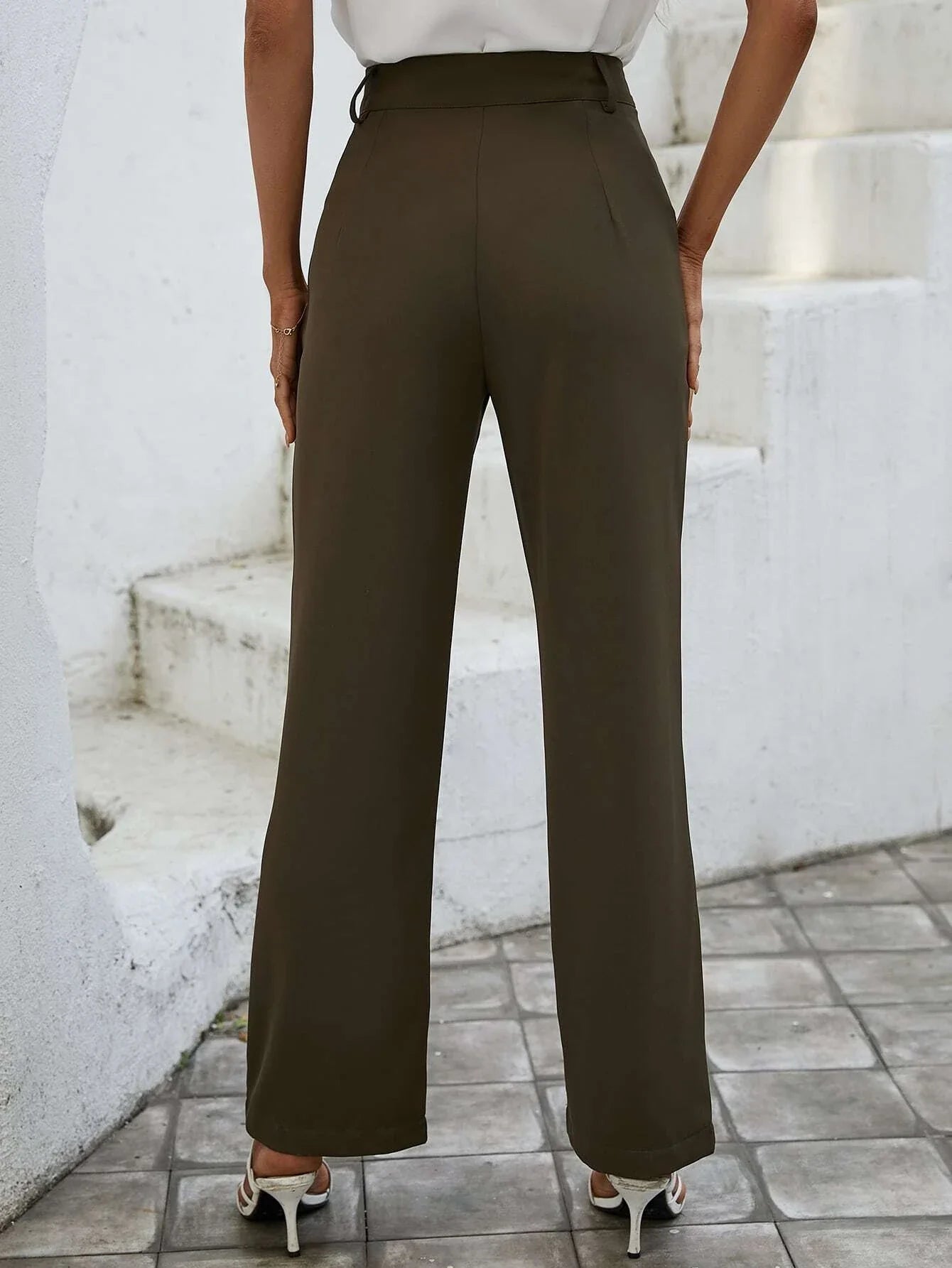 Buy SHEIN Essnce Solid High Waist Plicated Detail Suit Pants in Pakistan