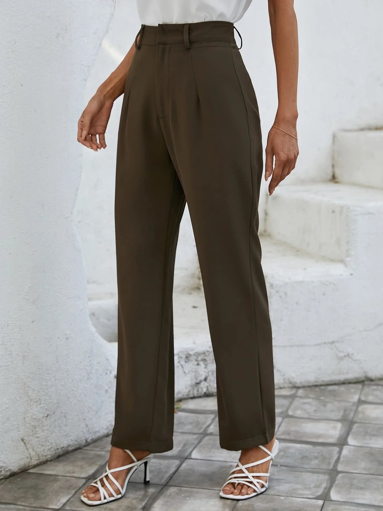 Buy SHEIN Essnce Solid High Waist Plicated Detail Suit Pants in Pakistan