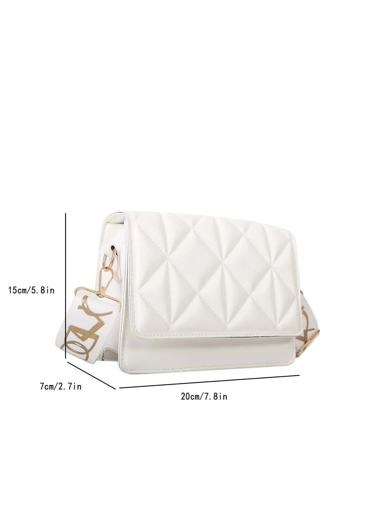 Buy SHEIN Mini Square Bag Fashionable White Quilted Flap PU For Office in Pakistan