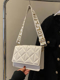 Buy SHEIN Mini Square Bag Fashionable White Quilted Flap PU For Office in Pakistan