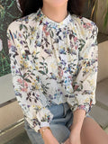 Buy SHEIN DAZY Floral Print Button Front Lantern Sleeve Blouse in Pakistan