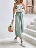 Buy SHEIN Frenchy Floral Print Cami Top & Belted Wide Leg Pants in Pakistan