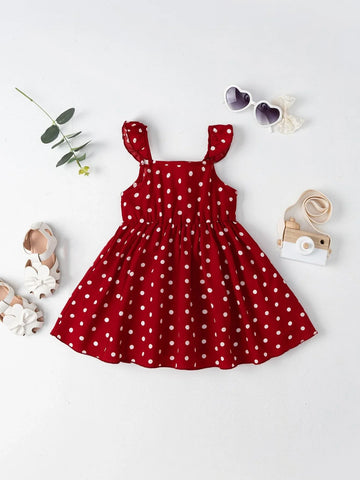 Buy SHEIN Baby Polka Dot Print Ruffle Trim Dress in Pakistan