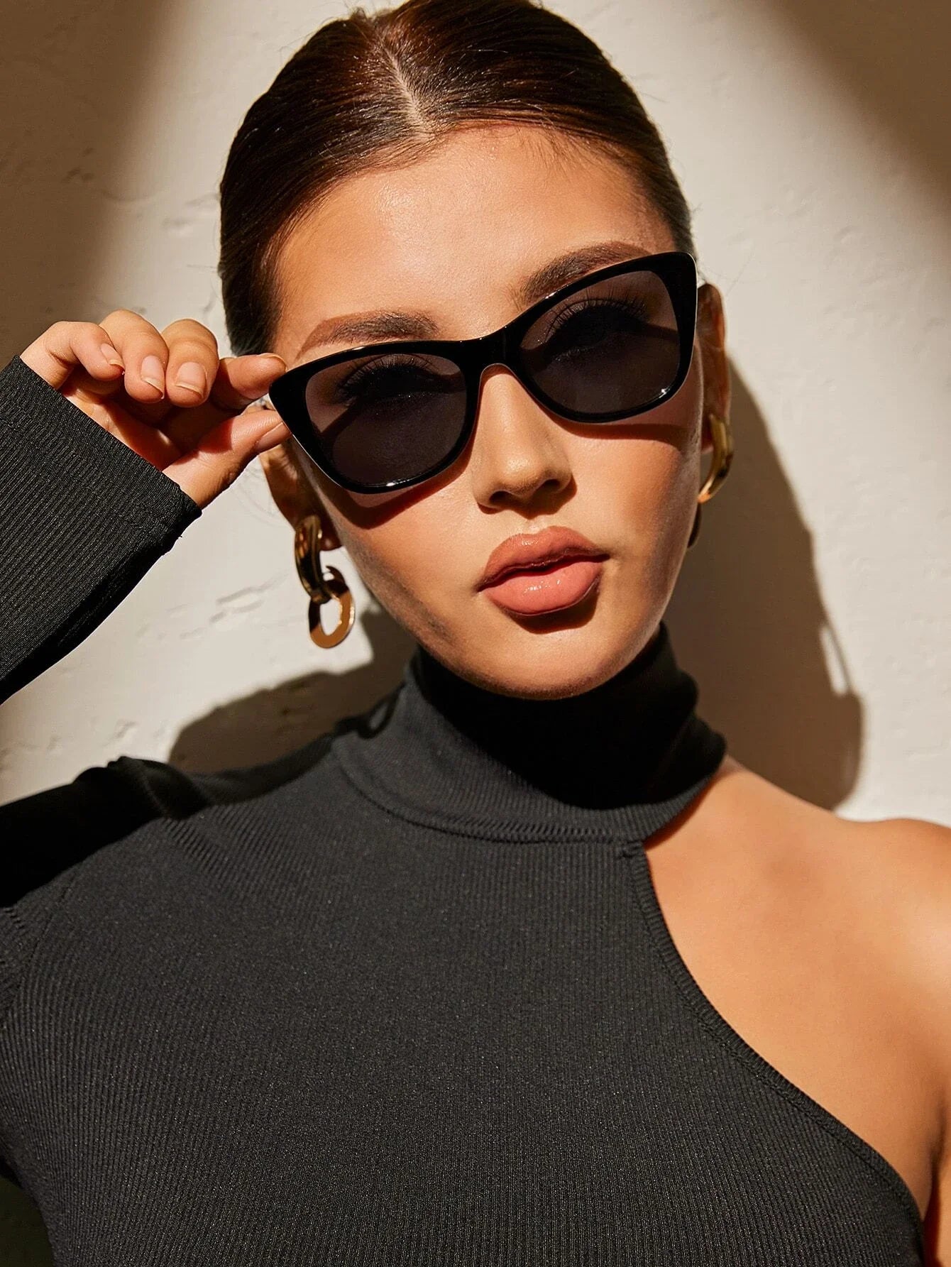 Buy SHEIN 1pair Women Vintage Square Cat Eye Frame Black shades Fashion Glasses For Daily Life in Pakistan